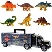 Toysery Monster Truck Dinosaur Toys - Educational Kids Toys for 3 Year Old Boys and Girls - 6 - Pc Jurassic Park Toys for Kids - Durable Transport Carrier Dinosaur Tractor Toys Set