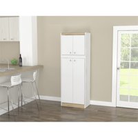Inval Galley Kitchen 4-Door Storage Cabinet, White and Vienes Oak