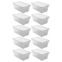 Life Story 6 Quart Clear Shoe Storage Box Stacking Container with Lid, 10 Pack