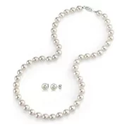 14K Freshwater Cultured Pearl Necklace & Earrings Set - AAAA Quality, 18 Inch Necklace Length