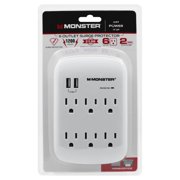 Monster 3001089 Just Power it Up 1200J 6 Outlets Wall Tap Design Surge Protector