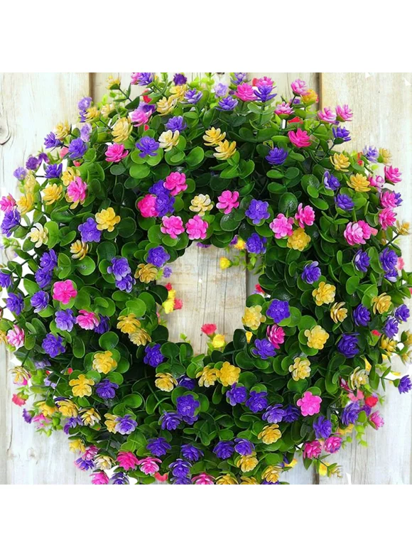 Fall Wreath Colorful Flower Wreath，16" Spring and Summer Wreath for Outdoor Or Home Decor Decoration