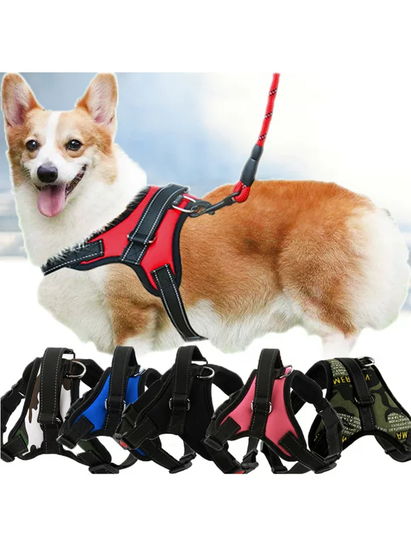 Goory Dog Harness, No-Pull Pet Harness with 2 Leash Clips, Adjustable Soft Padded Dog Vest, Reflective No-Choke Pet Oxford Vest with Easy Control Handle for Large Dogs