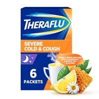 Theraflu Nighttime Multi-Symptom Severe Cold Powder, White Tea and Honey Lemon, 6 Ct