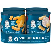 Gerber Lil' Crunchies Baked Corn Baby Snack Variety Pack, Mild Cheddar & Veggie Dip, 1.48 oz