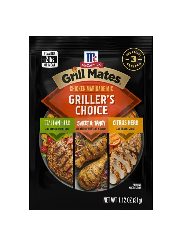 McCormick Grill Mates Griller's Choice Chicken Marinade Mix, 1.12 oz Envelope