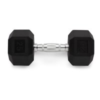 Weider Rubber Hex Dumbbell with Chrome Handle and Knurled Grip, 5-115 lbs