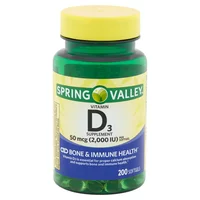 Spring Valley Vitamin D3 Softgels, 2000 IU, 200 Count