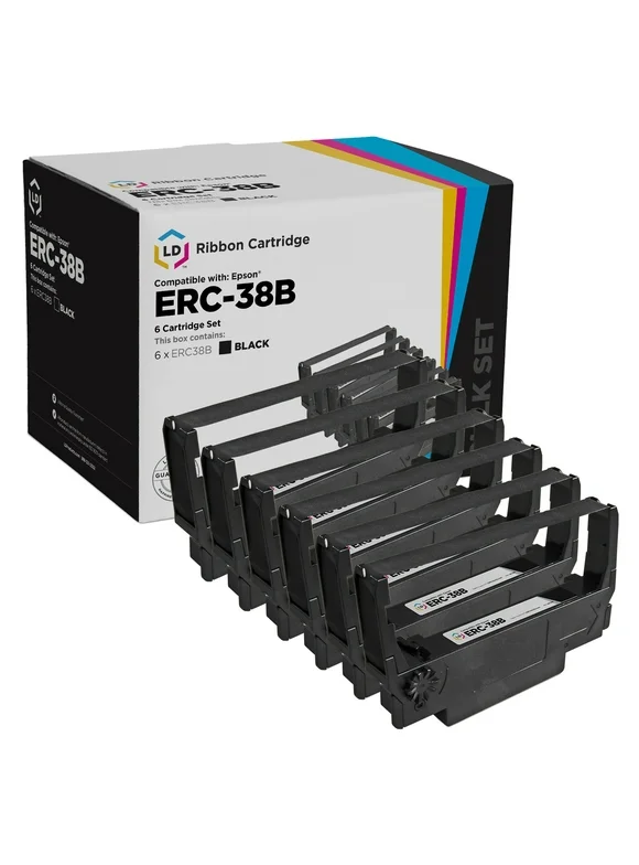 LD Compatible POS Ribbon Cartridge Replacement for Epson ERC-38B (Black, 6-Pack)
