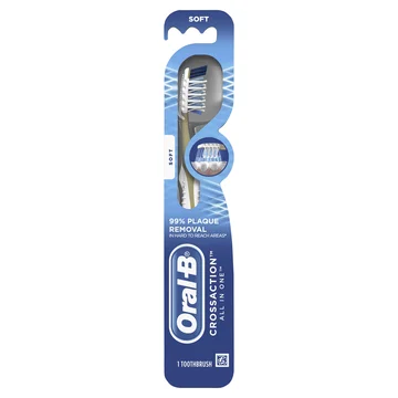 Oral-B CrossAction All in One Toothbrush, Deep Plaque Removal, Soft, 1 Ct, for Adults & Children 3+