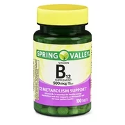 (2 Pack) Spring Valley Vitamin B12 Tablets, 500 mcg, 100 Ct