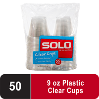 Solo Plastic Cups, Clear, 9oz, 50 Count