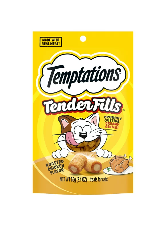 TEMPTATIONS Tender Fills Roasted Chicken Flavor Soft Chew Treats for Adult Cats, 2.1 Oz Pouch