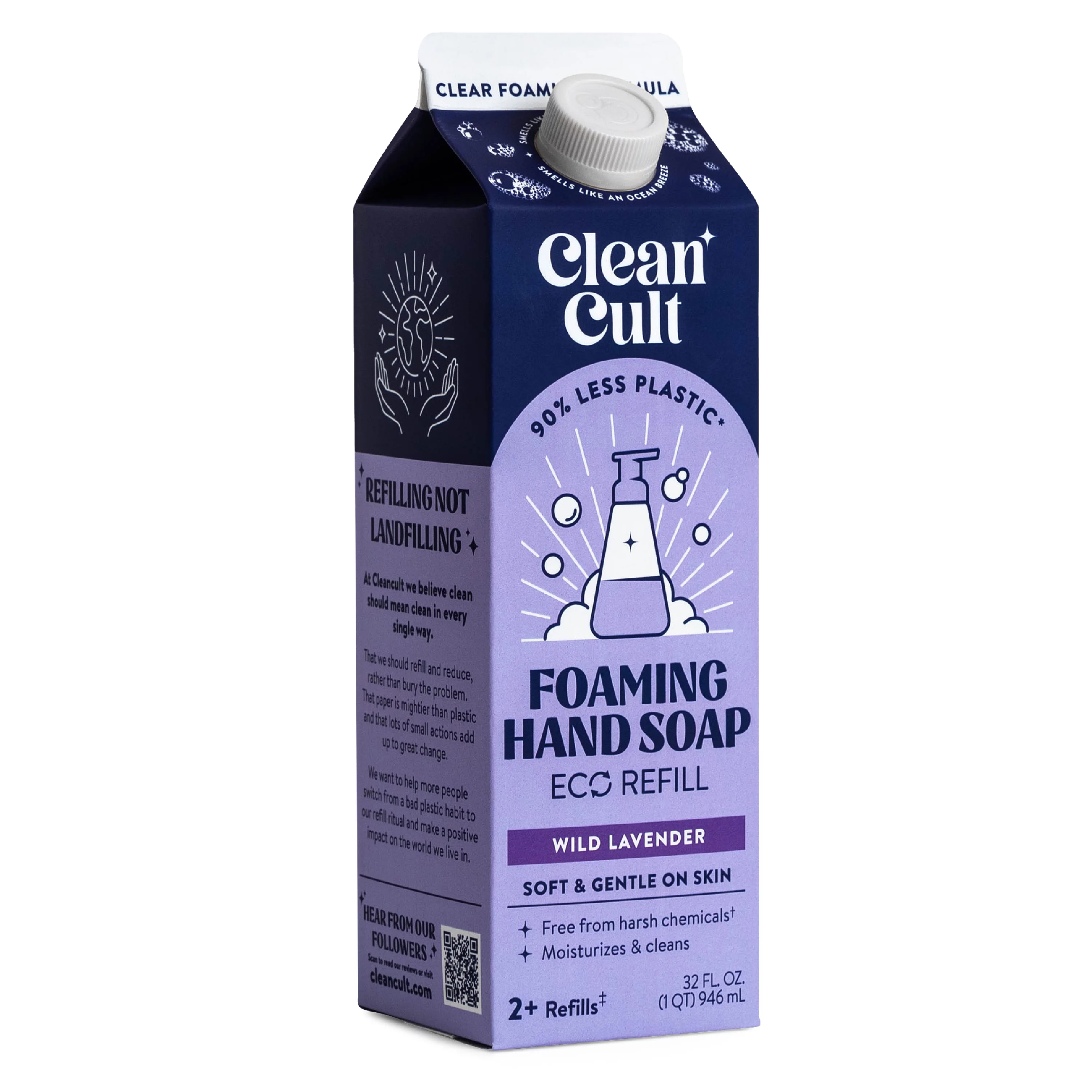 Cleancult Foaming Hand Soap Refills, Nature-Inspired Ingredients, Lavender, 32 fluid oz