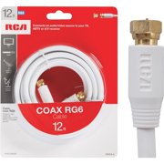 RCA 12' RG-6 Digital Coaxial Cable With Gold Plated F Connectors (White)