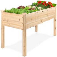Best Choice Products 48x24x30in Elevated Raised Wood Planter Garden Bed Box Stand for Backyard, Patio - Natural