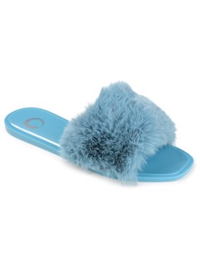 Brinley Co. Womens Faux Fur Jelly Slide Sandals