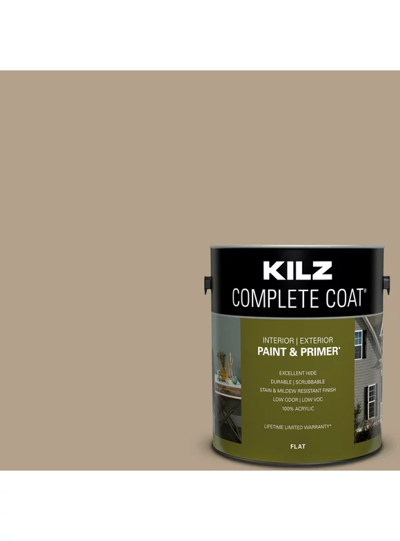 KILZ Complete Coat Paint & Primer, Interior/Exterior, Flat, Gone Country, 1 Gallon