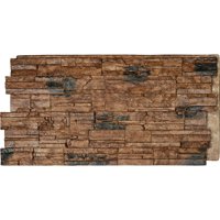 48"W x 24"H x 1 1/4"D Cascade Stacked Stone, StoneWall Faux Stone Siding Panel, Canyon Brown