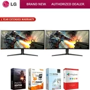 LG 34GK950F-B 34-inch UltraWide QHD Curved LED FreeSync Gaming Monitor (2-Pack) Bundle with Tech Smart USA Elite Suite 18 Standard Editing Software Bundle and 1 Year Extended Warranty