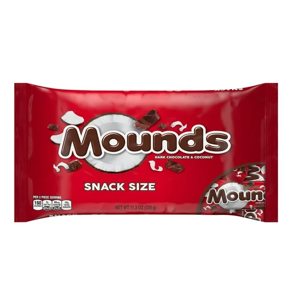 Mounds Dark Chocolate and Coconut Snack Size Candy, Bag 11.3 oz