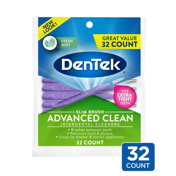 DenTek Slim Brush Advanced Clean Interdental Cleaners, Tight, 32 Count