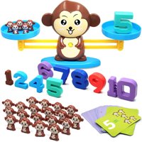 Monkey Balance Cool Math Game STEM Preschool Learning Counting Toys for 3+ Year olds Math Manipulatives First Grade Children Kids Kindergarten Board Game (64 PCS)