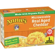 Annie's Real Aged Cheddar Macaroni & Cheese, Microwaveable, 5 Ct, 10.7 oz