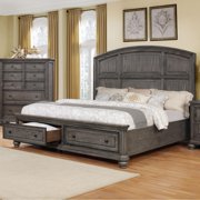 Transitional Vintage Style 1pc Queen Size Storage Drawers Footboard Bed Wooden Furniture Set