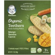 (Pack of 6) Gerber Organic Mango Banana Carrot Teething Wafers, 12 ct Box