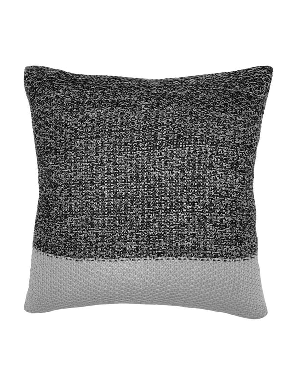 My Texas House Cassia Sweater Knit Square Decorative Pillow Cover, 18" x 18", Black