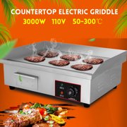 3000W Electric Grill Griddle Flat Top Commercial Restaurant BBQ Stainless Steel Adjustable Temperature Control 21.7x17x7.9inch