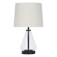 Mainstays Glass with Black Base Table Lamp, 18" H