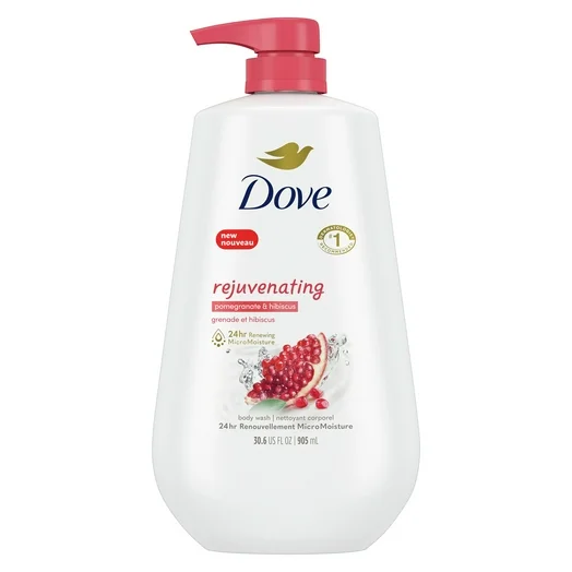 Dove Rejuvenating Long Lasting Gentle Women's Body Wash, Pomegranate and Hibiscus, 30.6 fl oz