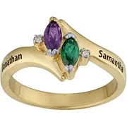 Family Jewelry Women's Personalized Couple's Marquise Birthstone Name Ring with Diamond Accent