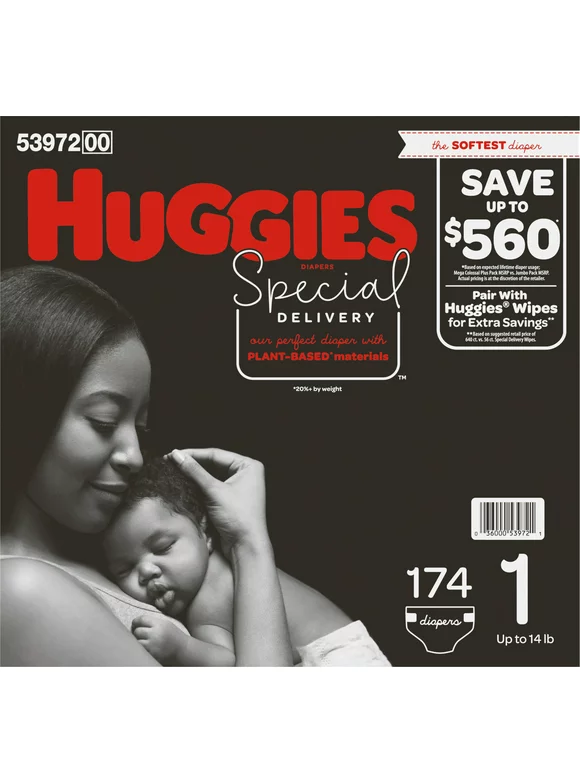 Huggies Special Delivery Hypoallergenic Baby Diapers, Size 1 - 174 ct. (Up to 14 lb.)
