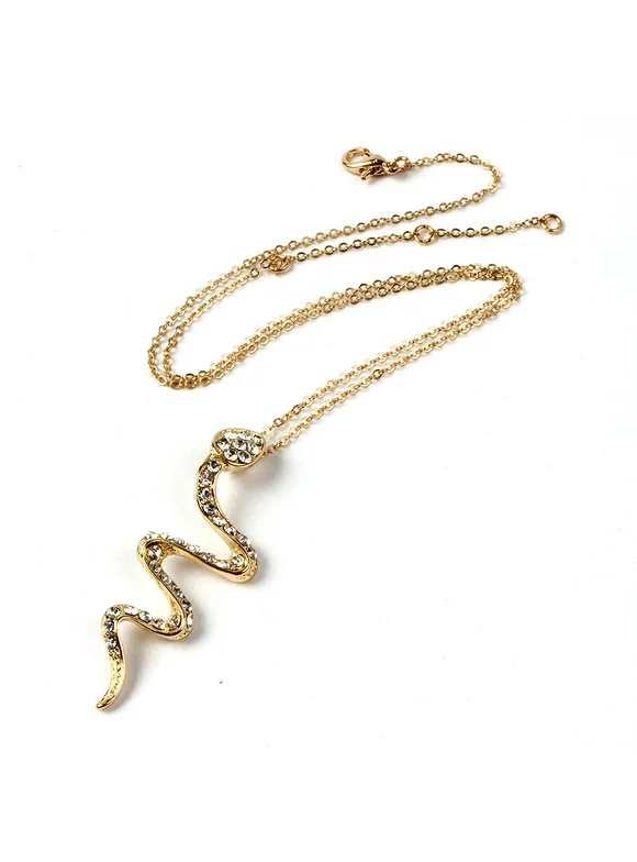 Amrita Singh Gold-tone Brass Cobra Snake Necklace with Crystal Detailing