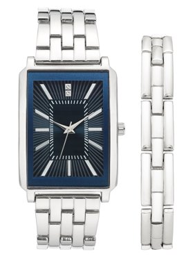 George Men's Watch with Navy Tank Dial and Silver Band and Bracelet Set