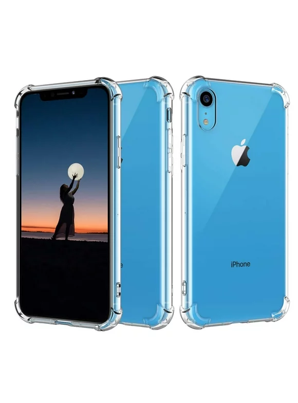 iPhone Xr Case, Takfox Shockproof Rugged Full Protection Soft TPU Bumper Clear Case Shell Ultra-Thin Slim Fit Flexible Rubber Anti-Scratch Protective Phone Cover For iPhone Xr (6.1"), Clear Clitter