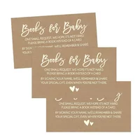 25 Rustic Books For Baby Request Insert Card For Girl or Boy Kraft Baby Shower Invitations or invites Cute Bring A Book Instead of A Card Theme For Gender Reveal Party Story Games, Business Card Sized