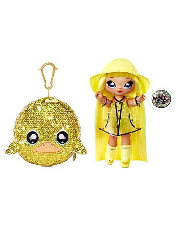Na Na Na Surprise 2-in-1 Fashion Doll and Sparkly Sequined Purse Sparkle Series  Daria Duckie, 7.5" Raincoat Doll (packaging may vary)