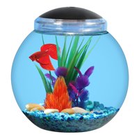 Aqua Culture 1-Gallon Globe Fish Bowl with LED Lighting, Ideal for Betta Fish