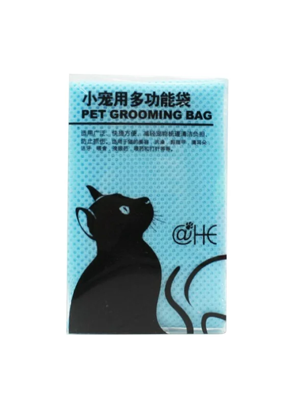 Winnereco 1pcs Mesh Cat Washing Bag Adjustable Pet Clean Bite Restraint Bag (Blue)