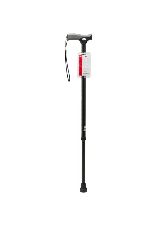 Equate Comfort Grip Walking Cane for All Occasions, Adjustable, Wrist Strap, Black, 300 lb Capacity