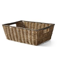 Better Homes & Gardens Poly Rattan Storage Basket with Cut-Out Handles, Brown, Rectangle