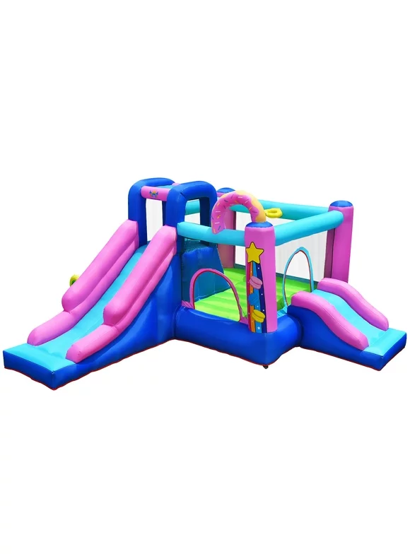 Topbuy Inflatable Bounce House Jumping Bounce Castle w/Dual Slides & Climbing Wall without 480-680W Air Blower