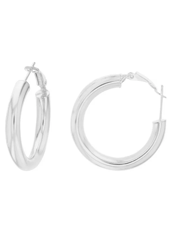 i925 Jewelry Sterling Silver Thick French Lever Back Classy Hoops