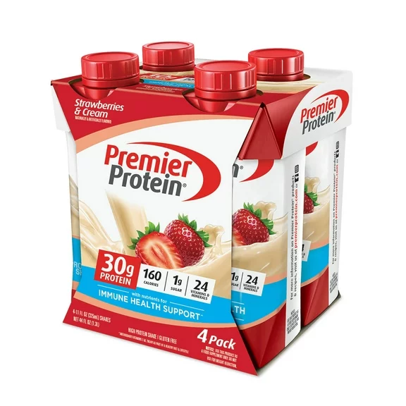 Premier Protein Shake, Strawberries & Cream, 30g Protein, 11 fl oz, 4 Ct