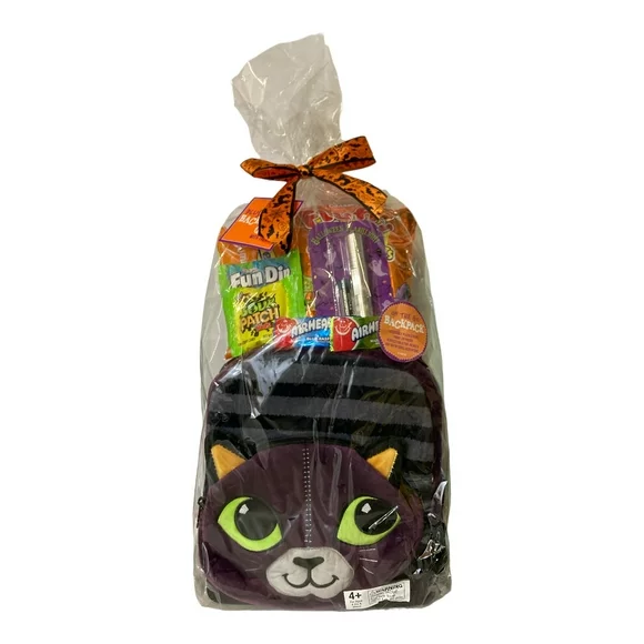 Halloween Plush On The Go Adjustable Strap Backpack with Assorted Candy (Cat)