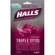 Halls Sugar Free Cough Suppressant Drops Black Cherry - 25 Drops/Bag 12 Bags/Case